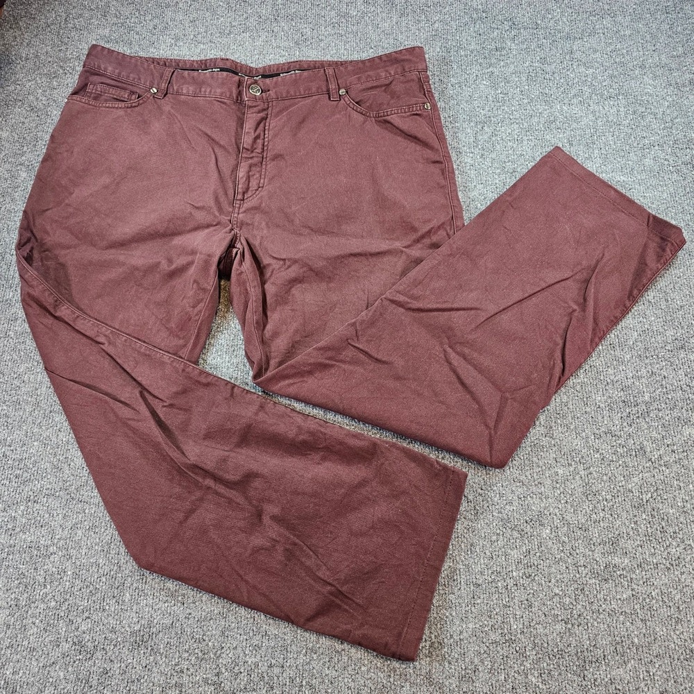 Ermenegildo Zegna Mens Burgundy Cotton Twill Straight Leg 5-Pocket Pants 42